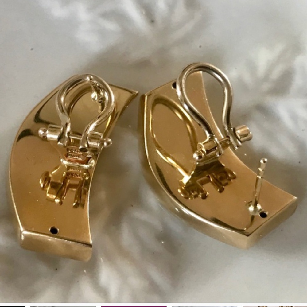 14K Gold Large Hollow Curve Earrings 🇮🇹 Italy